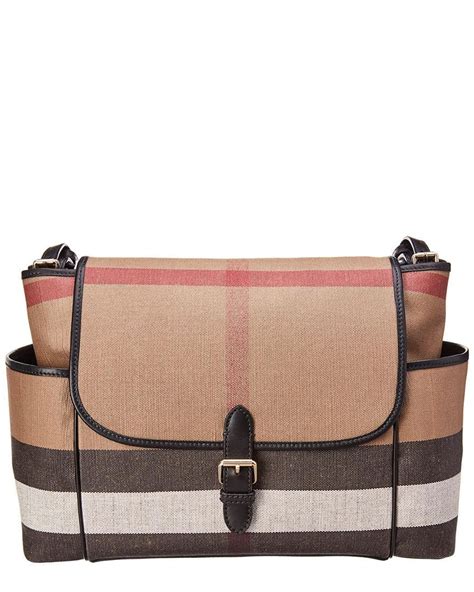 burberry flap-top check canvas diaper bag|Check Baby Changing Bag in Sand .